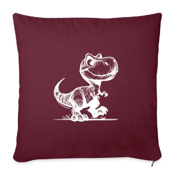 Petit T-Rex mignon Dino - Housse de coussin décorative 45 x 45 cm - bordeaux - Devant