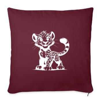 Croquis de portrait de bébé léopard pour enfants souriants - Housse de coussin décorative 45 x 45 cm - bordeaux - Devant