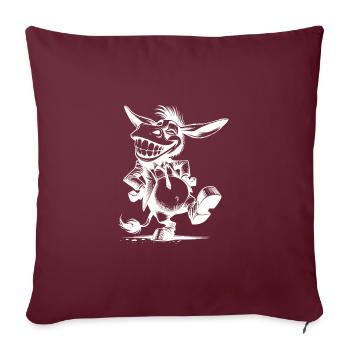 Dessin de caricature de caricature d’âne souriant d’âne à longues oreilles - Housse de coussin décorative 45 x 45 cm - bordeaux - Devant