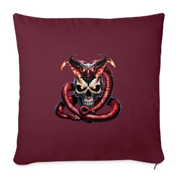 Le crâne viking et le serpent de Midgard - Housse de coussin décorative 45 x 45 cm - bordeaux - Devant