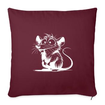Rat domestique câlin avec de grands yeux et de grandes oreilles - Housse de coussin décorative 45 x 45 cm - bordeaux - Devant