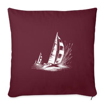 Regatta Segelboote bei Wind und Wellengang - Sofakissenbezug 45 x 45 cm - Burgunderrot - Vorne