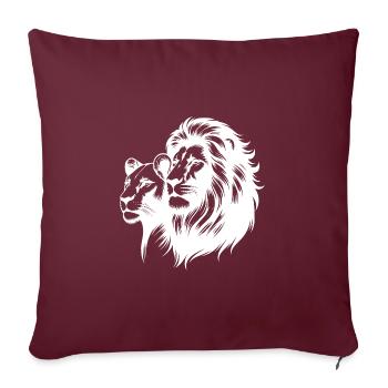 Stolzer Löwen mit Löwin Tattoo Style Porträt - Sofakissenbezug 45 x 45 cm - Burgunderrot - Vorne