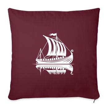 Grand bateau dragon viking avec voile - Housse de coussin décorative 45 x 45 cm - bordeaux - Devant