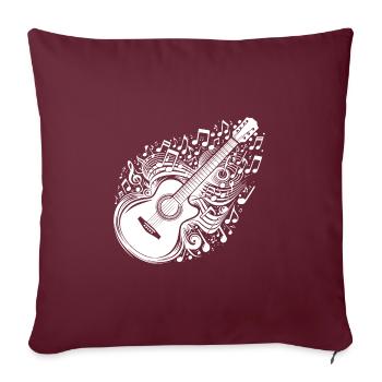 Guitare avec partition de musique volante - Housse de coussin décorative 45 x 45 cm - bordeaux - Devant