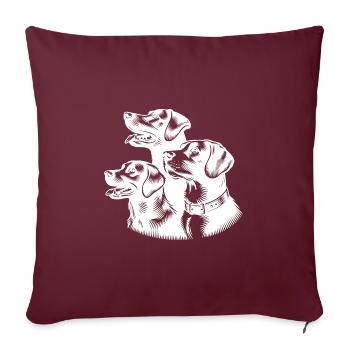 Kleines Hunde Rudel als Porträt - Sofakissenbezug 45 x 45 cm - Burgunderrot - Vorne