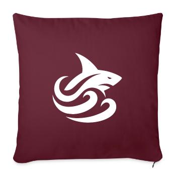 requin dans les vagues tatouage style logo - Housse de coussin décorative 45 x 45 cm - bordeaux - Devant