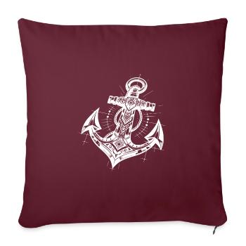 Ancre de style de tatouage élégant - Housse de coussin décorative 45 x 45 cm - bordeaux - Devant