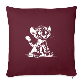 Petit Câlin Bébé Léopard Dessin Enfants - Housse de coussin décorative 45 x 45 cm - bordeaux - Devant
