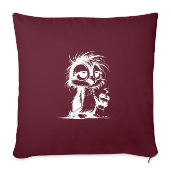 Richtig müder Pinguin unausgeschlafen mit Kaffee - Sofakissenbezug 45 x 45 cm - Burgunderrot - Vorne