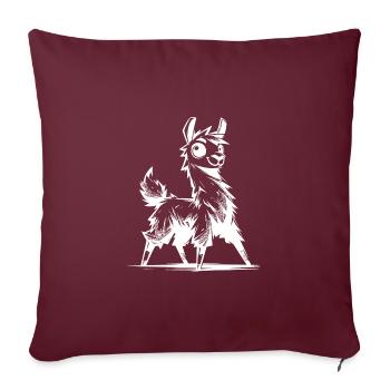 Freundlich neugieriges Lama Bleistift Skizze Style - Sofakissenbezug 45 x 45 cm - Burgunderrot - Vorne