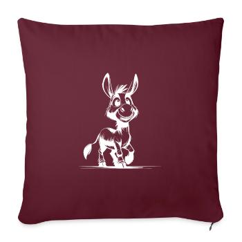 Dessin de l’âne souriant Dessin de l’âne aux longues oreilles - Housse de coussin décorative 45 x 45 cm - bordeaux - Devant