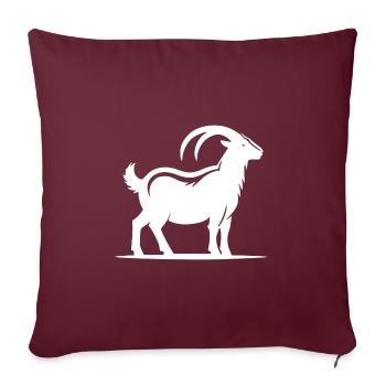 Style de tatouage de portrait de chèvre avec des cornes - Housse de coussin décorative 45 x 45 cm - bordeaux - Devant