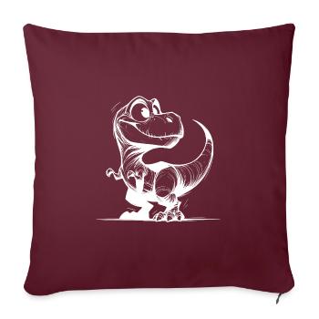 Dessin amical T-Rex Dino souriant - Housse de coussin décorative 45 x 45 cm - bordeaux - Devant