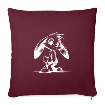 Lapin mignon avec de grands yeux et de longues oreilles - Housse de coussin décorative 45 x 45 cm - bordeaux - Devant
