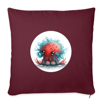 Animal pieuvre fantasy et mignonne - Housse de coussin décorative 45 x 45 cm - bordeaux - Devant
