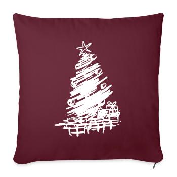 Sage arbre de Noël avec des cadeaux et de Noël - Housse de coussin décorative 45 x 45 cm - bordeaux - Devant