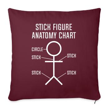 Tableau d’anatomie de Stick Figure - Housse de coussin décorative 45 x 45 cm - bordeaux - Devant