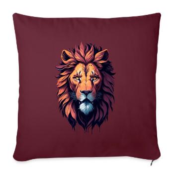 Illustration du lion - Housse de coussin décorative 45 x 45 cm - bordeaux - Devant