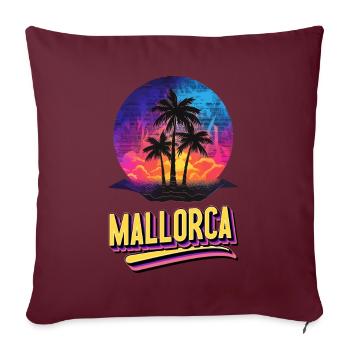 Majorque Espagne Île d’été Palmiers Beach Party - Housse de coussin décorative 45 x 45 cm - bordeaux - Devant