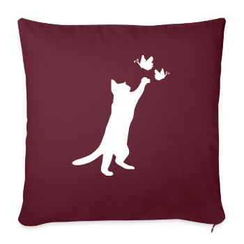jouer chat mignon chat cadeau chat - Housse de coussin décorative 45 x 45 cm - bordeaux - Devant