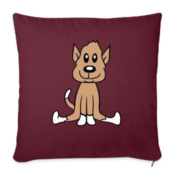 chien assis mignon petit chiot heureux animal de compagnie - Housse de coussin décorative 45 x 45 cm - bordeaux - Devant