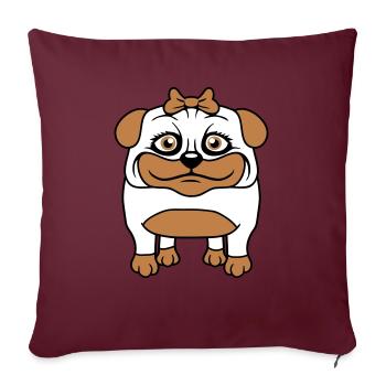 chien carlin fille jolie arc femme femme - Housse de coussin décorative 45 x 45 cm - bordeaux - Devant