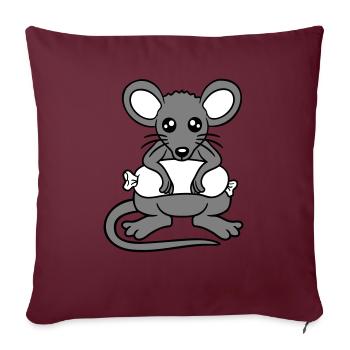 Souris grosse saucisse manger faim saucisse grillades - Housse de coussin décorative 45 x 45 cm - bordeaux - Devant