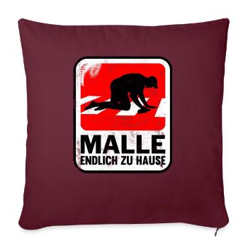 MALLE ENDLICH ZU HAUSE, KNIEEND ÜBER ZEBRASTREIFEN - Sofakissenbezug 45 x 45 cm - Burgunderrot - Vorne