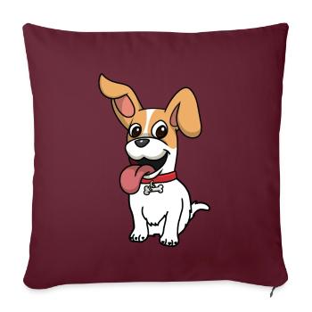 Drôle de chien chien chiens animaux de compagnie enfants heureux - Housse de coussin décorative 45 x 45 cm - bordeaux - Devant