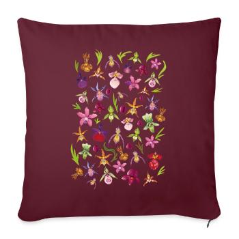 Blumenliese Orchideen - Sofakissenbezug 45 x 45 cm - Burgunderrot - Vorne