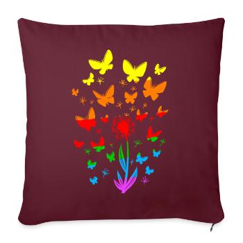 LGBT Blumen Frühling Schmetterlinge Natur - Sofakissenbezug 45 x 45 cm - Burgunderrot - Vorne