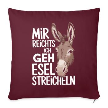Âne âne mulet Muli - Housse de coussin décorative 45 x 45 cm - bordeaux - Devant
