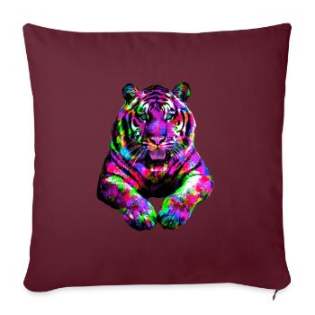 Tiger bunt Regenbogen - Sofakissenbezug 45 x 45 cm - Burgunderrot - Vorne