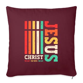 Jésus-Christ Chemise Verset de la Bible Je suis le chemin - Housse de coussin décorative 45 x 45 cm - bordeaux - Devant