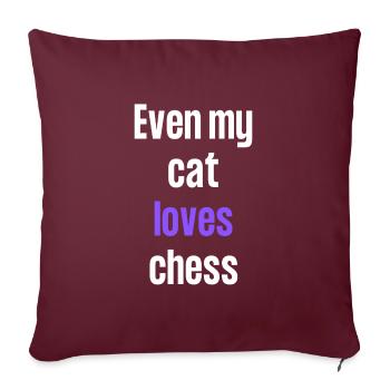 Même mon chat aime les échecs - Housse de coussin décorative 45 x 45 cm - bordeaux - Devant