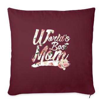 Cadeau de fête des mères Meilleure mère du monde - Housse de coussin décorative 45 x 45 cm - bordeaux - Devant