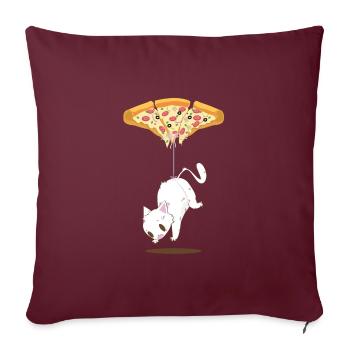 Pepperoni Pizza Katzen Ballon T-Shirt - Sofakissenbezug 45 x 45 cm - Burgunderrot - Vorne
