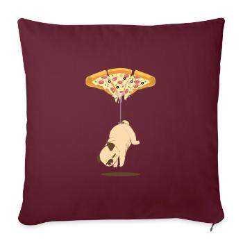 Pizza au pepperoni avec un chien - Housse de coussin décorative 45 x 45 cm - bordeaux - Devant