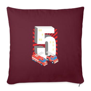 T-shirt pompiers 5e anniversaire garçons Feuerwehrwa - Housse de coussin décorative 45 x 45 cm - bordeaux - Devant