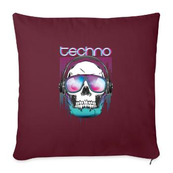 Psytrance Crâne Techno MDMA - Housse de coussin décorative 45 x 45 cm - bordeaux - Devant