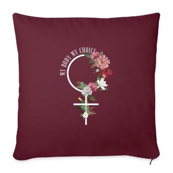 Chemise féministe mon corps mon choix - Housse de coussin décorative 45 x 45 cm - bordeaux - Devant