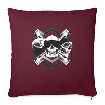 Crâne de motard - Housse de coussin décorative 45 x 45 cm - bordeaux - Devant