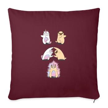 Carlin avec fusion de licorne - Housse de coussin décorative 45 x 45 cm - bordeaux - Devant
