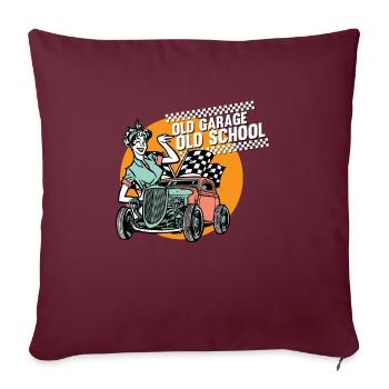 Pin-up rockabilly vintage - Housse de coussin décorative 45 x 45 cm - bordeaux - Devant