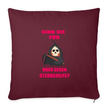 Tod Sensenmann Sense Sterbehilfe - Sofakissenbezug 45 x 45 cm - Burgunderrot - Vorne