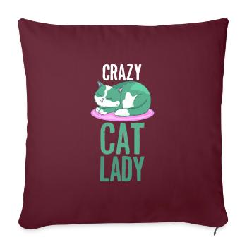 Chat Fou chats Dame femme - Housse de coussin décorative 45 x 45 cm - bordeaux - Devant