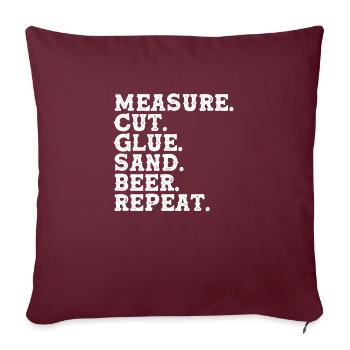 Mesure du collage de coupe - Housse de coussin décorative 45 x 45 cm - bordeaux - Devant
