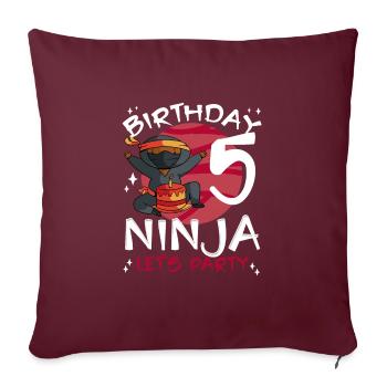 Ninja mignon pour le 5ème anniversaire - Housse de coussin décorative 45 x 45 cm - bordeaux - Devant