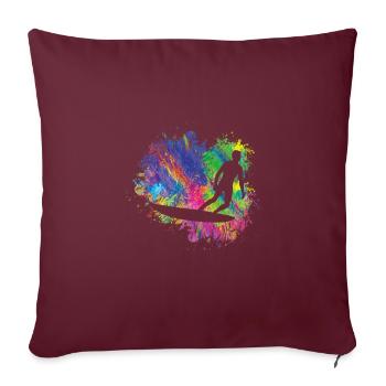 Surfeur d’été sur planche de surf - Housse de coussin décorative 45 x 45 cm - bordeaux - Devant